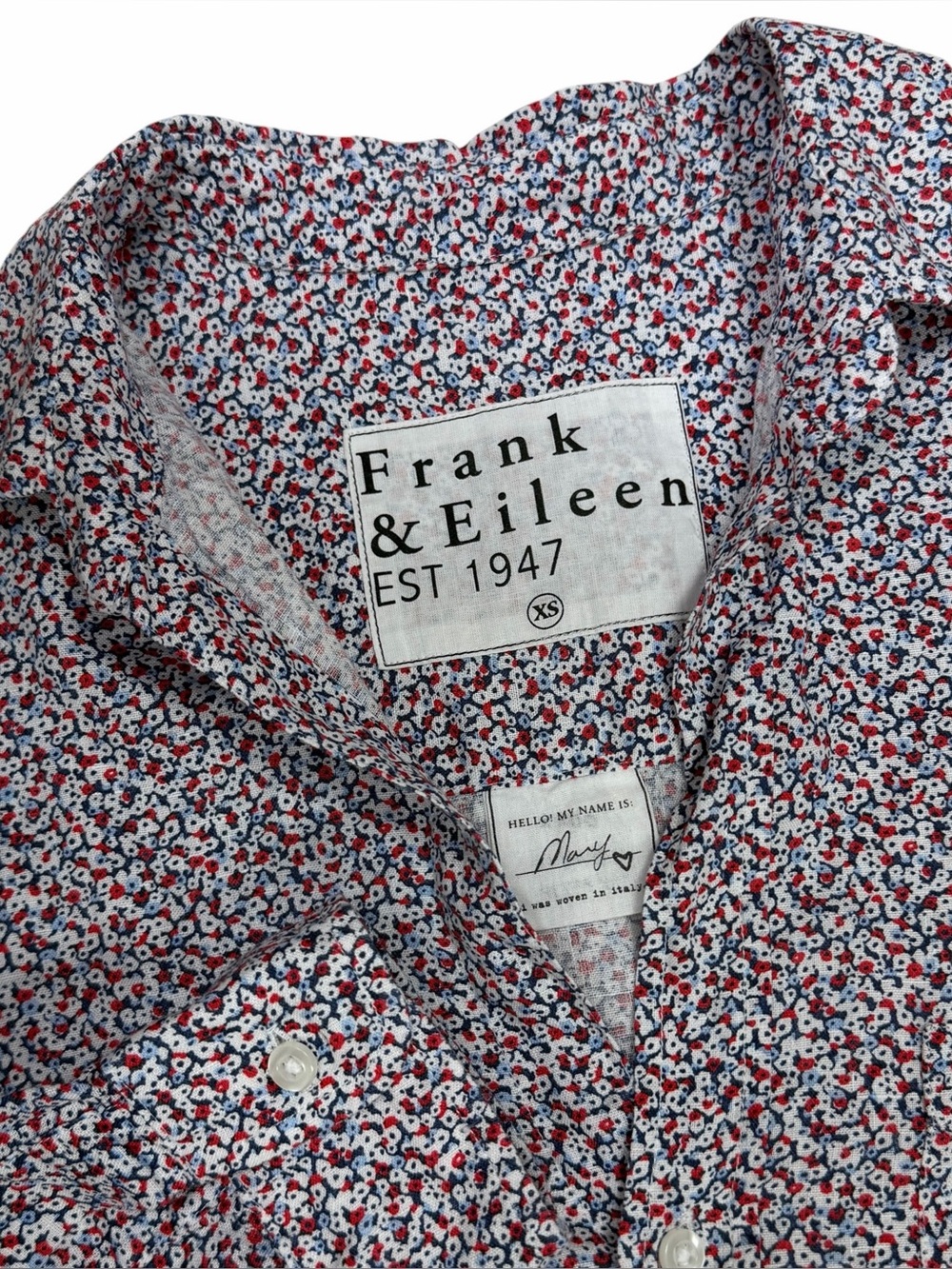 Frank & Eileen Mary Shirt Dress Womens XS Linen Floral Print Long Sleeve Button
